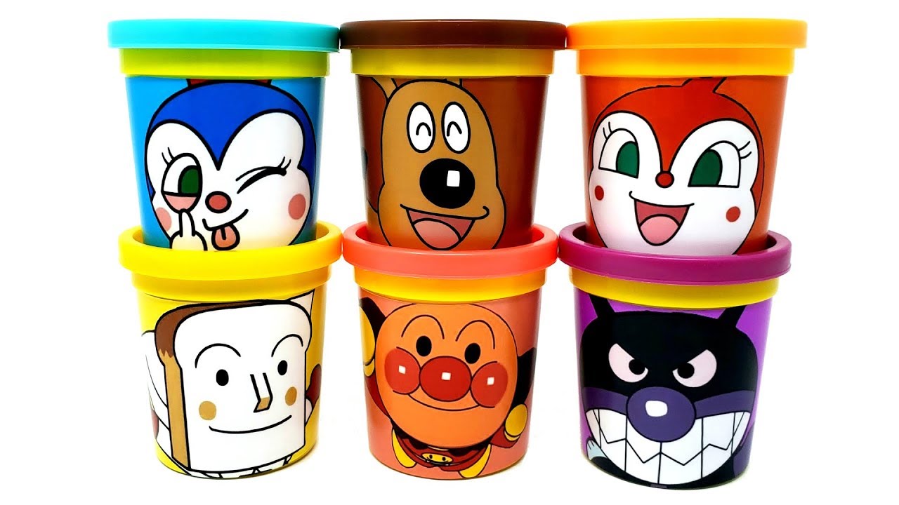 6 Anpanman (アンパンマン) Play-Doh Can Heads & Toys Baikinman
