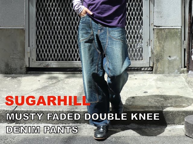SUGARHILL MUSTY FADED DOUBLE KNEE DENIM PANTS - YouTube