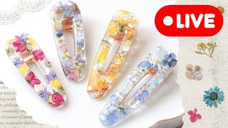 257【レジン】お花をたっぷり閉じ込めたヘアクリップ✨もりもり作り