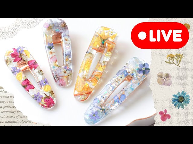 257【レジン】お花をたっぷり閉じ込めたヘアクリップ✨もりもり作り