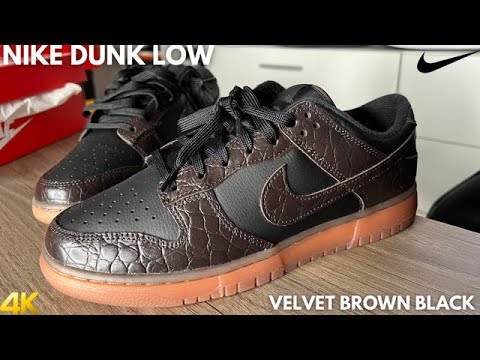 Nike Dunk Low Velvet Brown Black ￼ Chocolate Croc On Feet Review