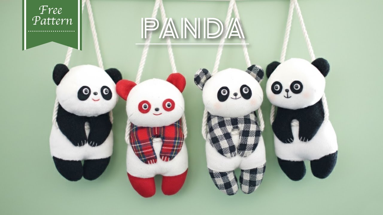 小さなぬいぐるみ】無料型紙〜パンダ＊ぶら下がりパンダ＊ハギレでも