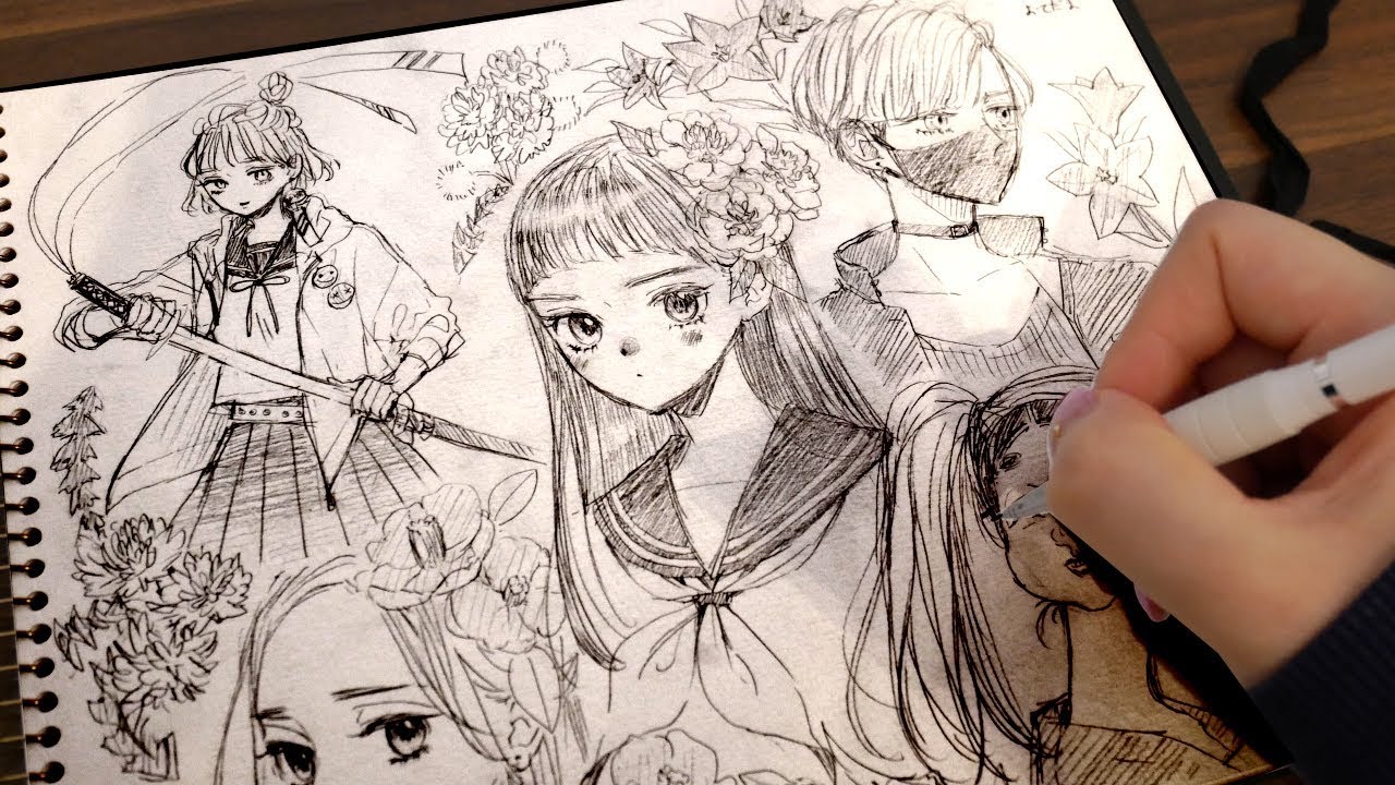 アナログ】セーラー服の女の子紙いっぱいに描いてみた - YouTube