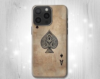 Vintage Spades Ace Card Hard & Leather Flip Case iPhone 17 Pro Max