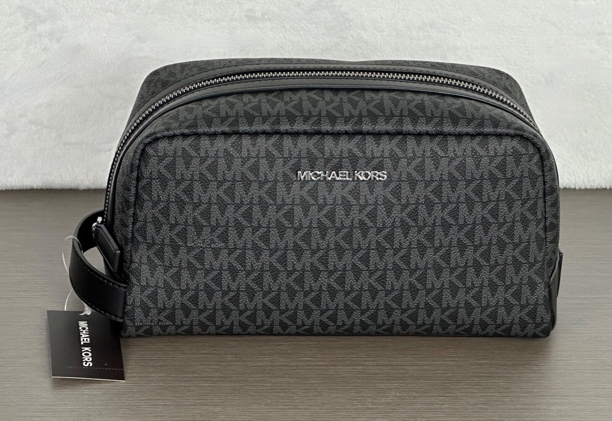 Michael Kors Men's Black Signature Logo Travel /Toiletry kit bag