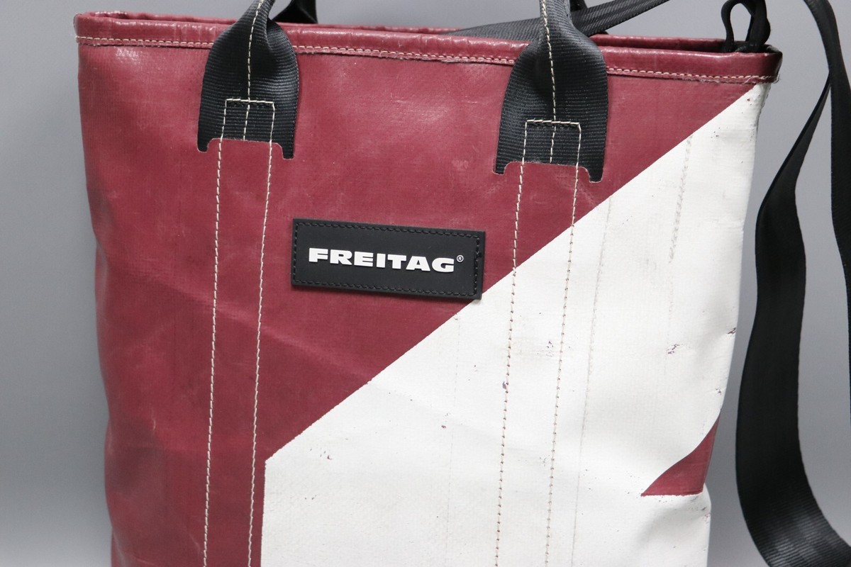 FREITAG F74 BOB Vintage White/Burgundy Used Pvc Crossbody Tote bag