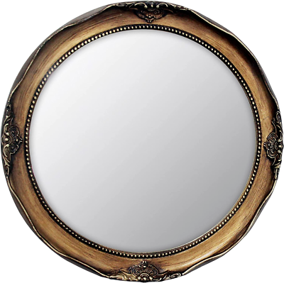 Vintage-style golden decorative Antique Small round mirror, with