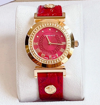 Versace Vanity Red Dial Gold Tone Women's Swiss Watch P5Q80D800 | eBay
