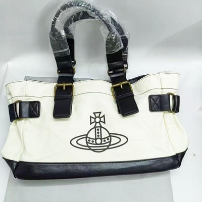 Vivienne Westwood Accord Tote Bag Handbag Shoulder White Black Orb