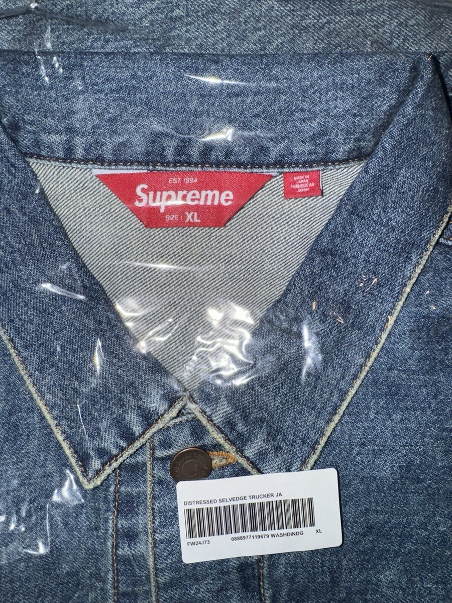 Supreme Distressed Selvedge Trucker Jacket XL New In Hand Free