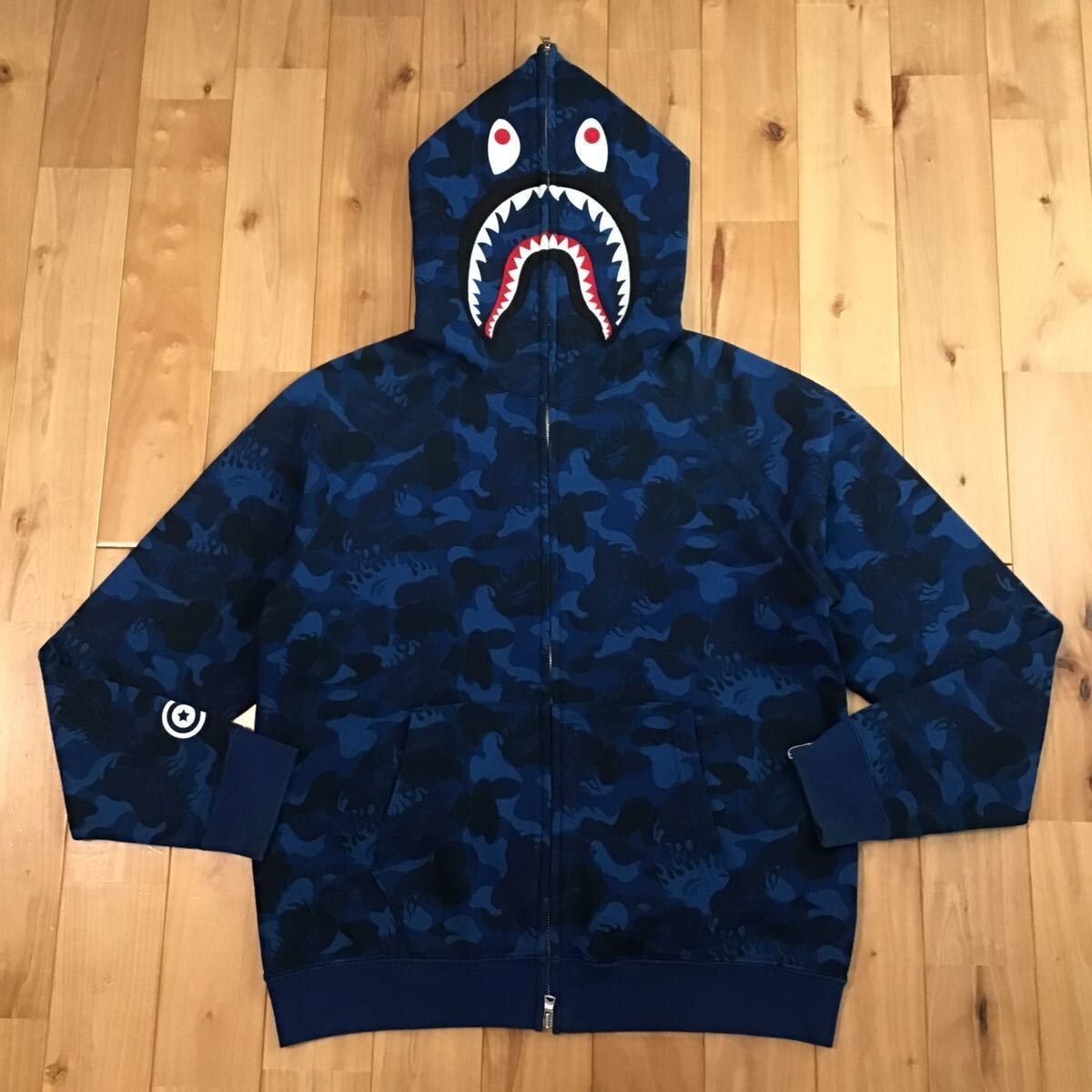 BAPE Fire Camo Shark full zip hoodie Blue camo a bathing ape NIGO