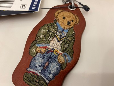 NEW Polo Ralph Lauren FIELD JACKET BEAR - LEATHER Key Ring