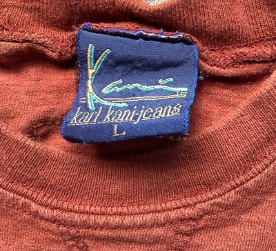 Vtg 90s Karl Kani Jeans T Shirt Metal Plate Gold Embroidered Logo