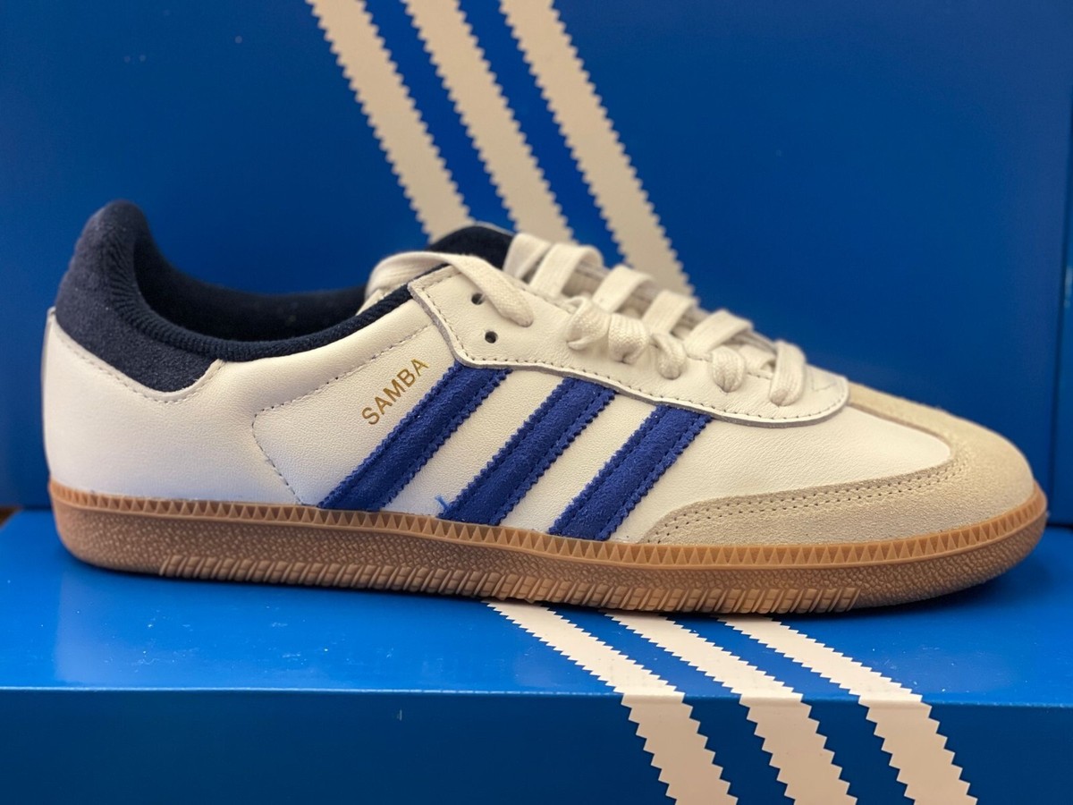 Adidas Men's Shoes Samba OG Core White/Royal Blue/Night Indigo