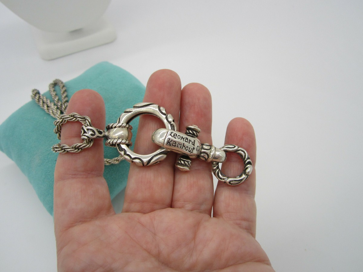 Estate Ornate Signed LEONARD KAMHOUT Sterling Silver Fob Long