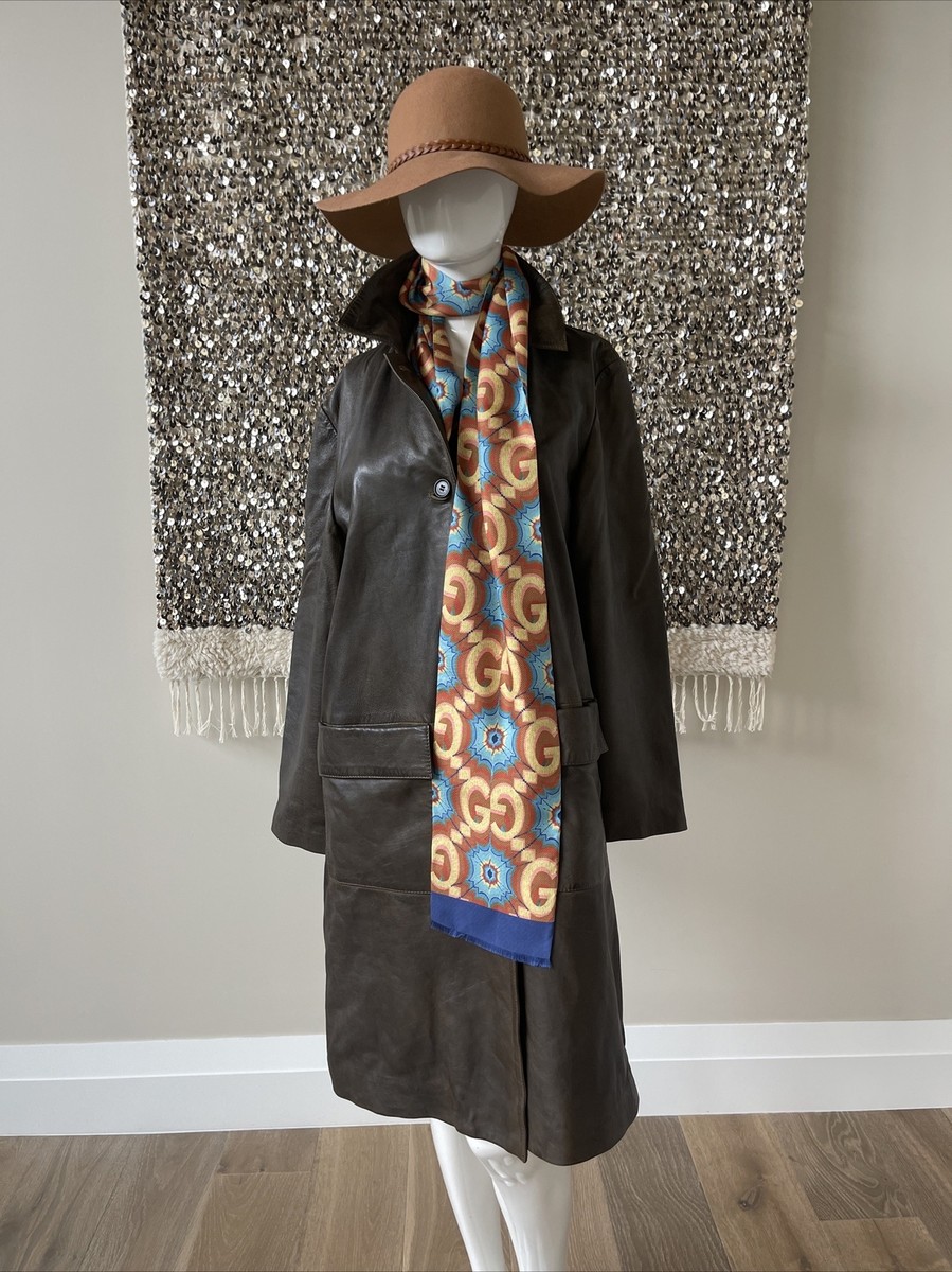 ZARA ZW LEATHER COLLECTION LONG POCKET BROWN REAL LEATHER COAT L