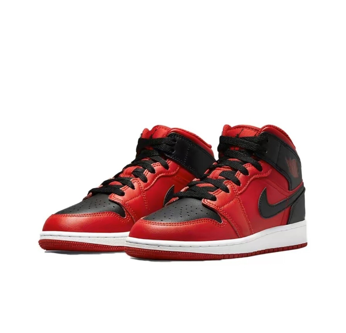 Nike Air Jordan 1 Mid Reverse Bred Black Red Shoes GS 554725-660