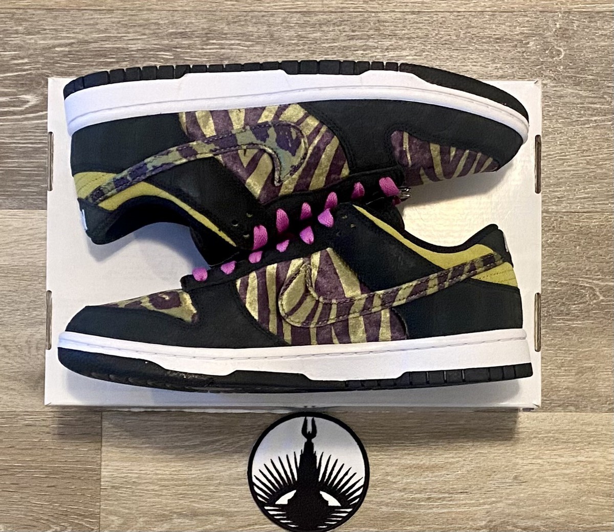 Nike Dunk Low By You Moss Tiger Black Croc Suede FJ2253-901 Men's