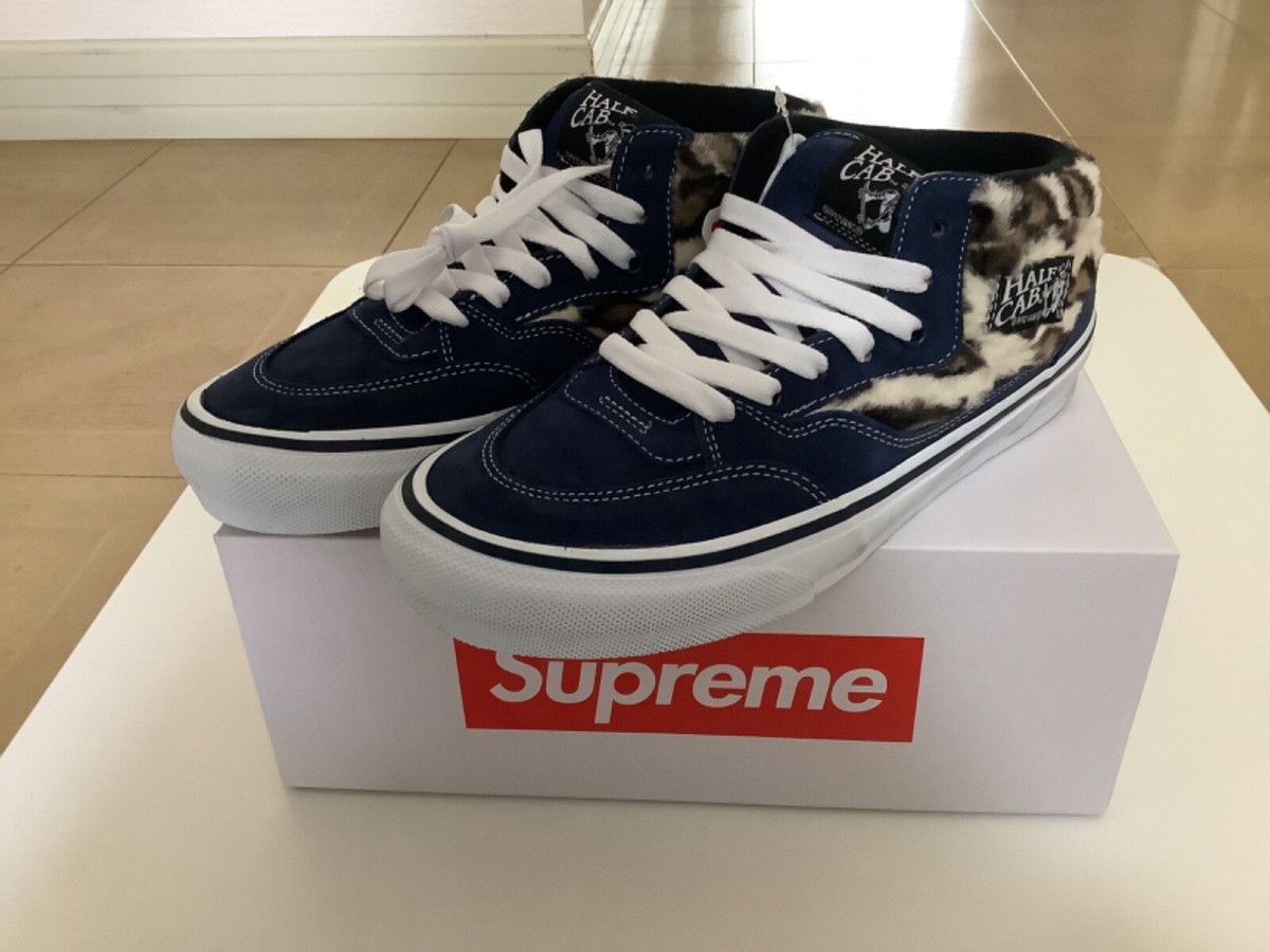 Authentic supreme x Vans leopard half cab navy blue US 8 new men's