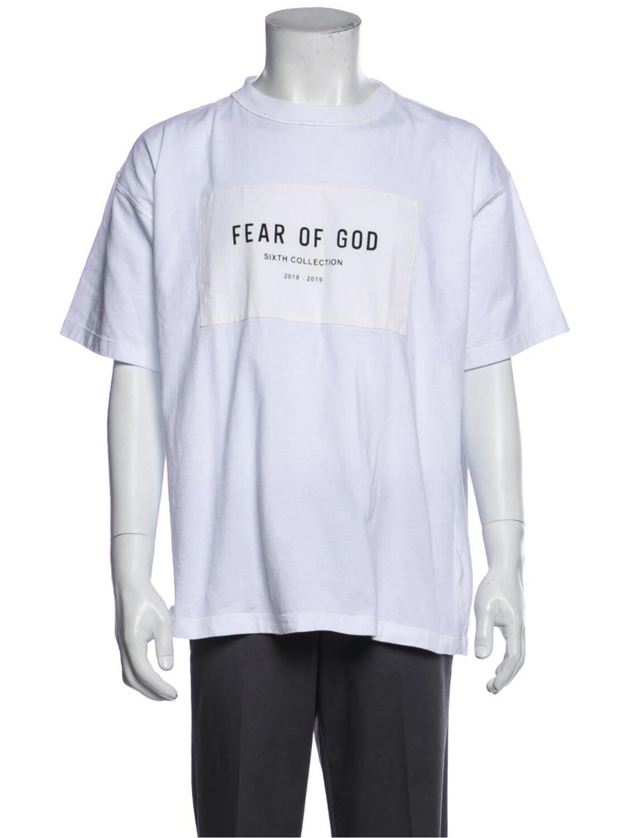 Rare FEAR OF GOD Sixth Collection Box Logo White T-Shirt Tee Shirt