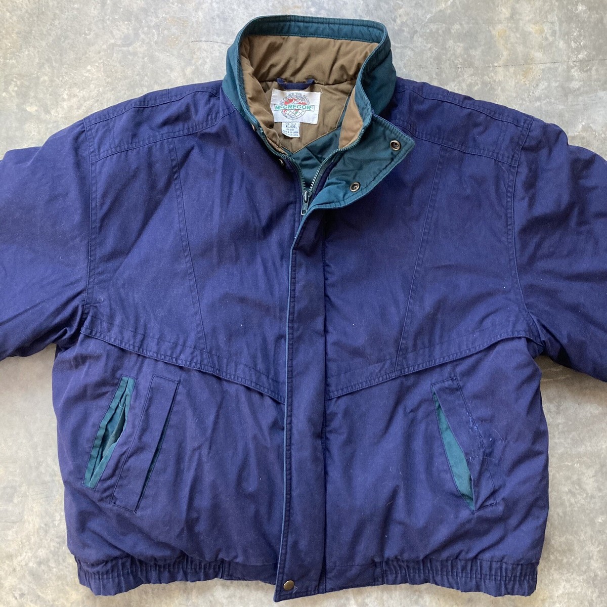 Vintage McGregor Bomber Jacket Men's XL Navy Blue Lined Padded