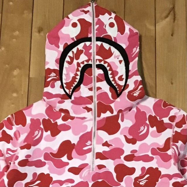 BAPE shark half zip hoodie ABC camo Pink A Bathing Ape Size L | eBay