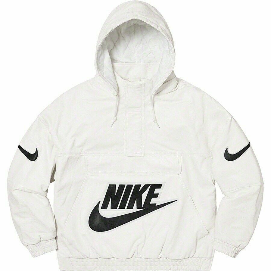 Nike X Supreme Mens Leather Bomber Jacket/Anorak White/Sail