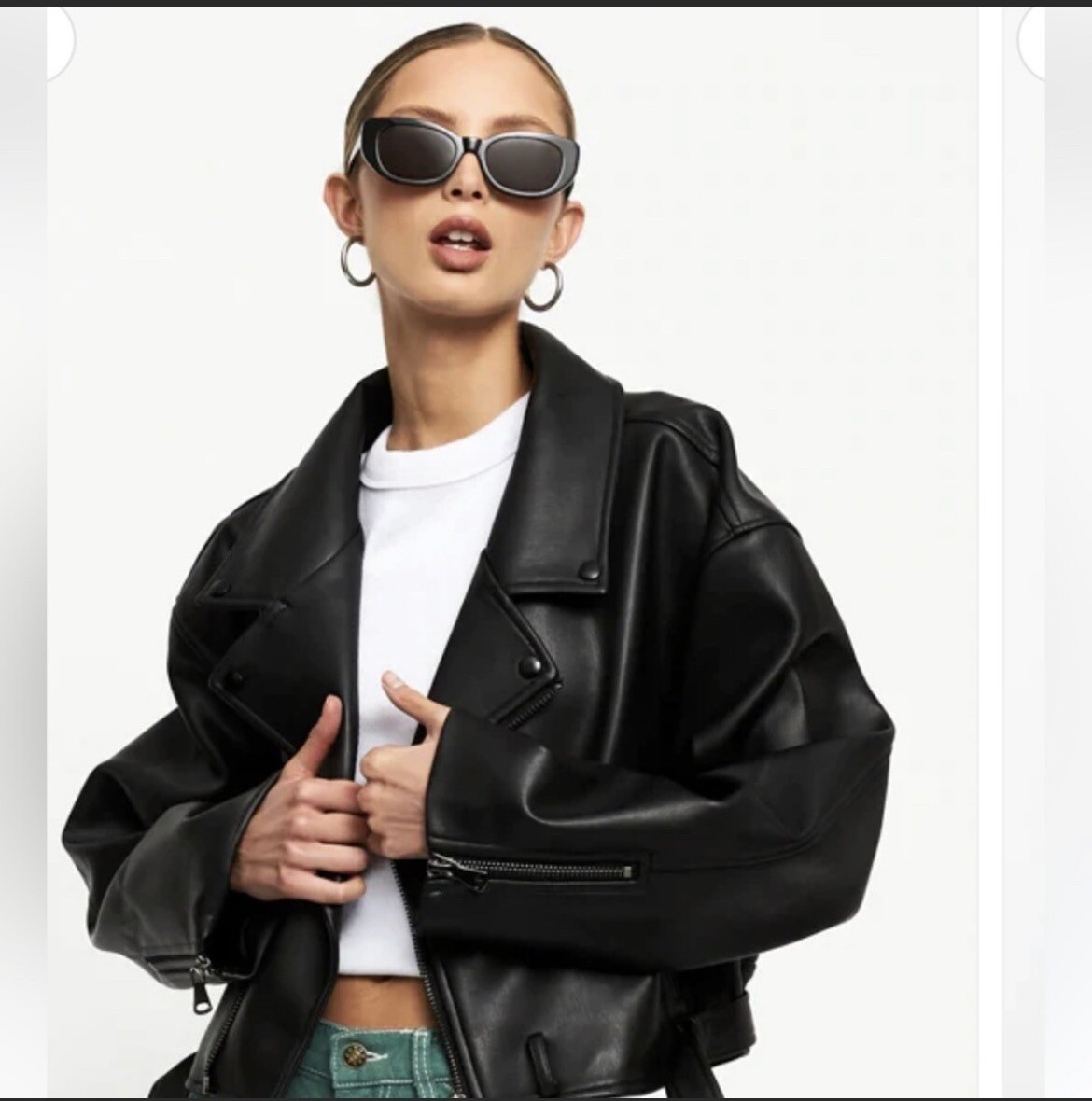 LIONESS - OVERSIZED MOTO VEGAN LEATHER JACKET / SIZE : XSMALL | eBay