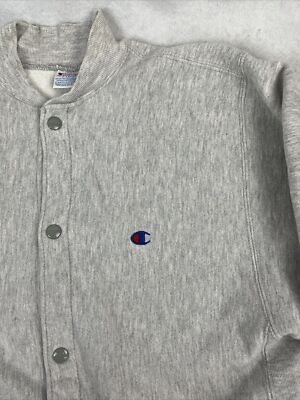 Vintage 90s Champion Reverse Weave Grey Cardigan Button Up