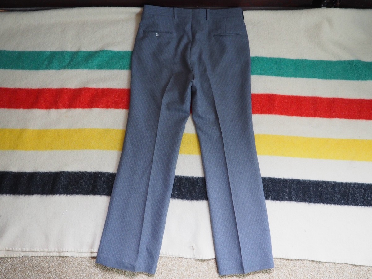 VTG 60s 70s Sears Roebucks Wool Gray Pinstripe Talon 36x32 Slacks