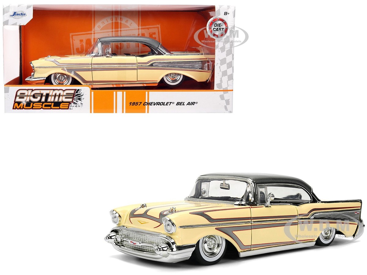 1957 CHEVROLET BEL AIR CREAM 1/24 DIECAST MODEL CAR BY JADA 36345