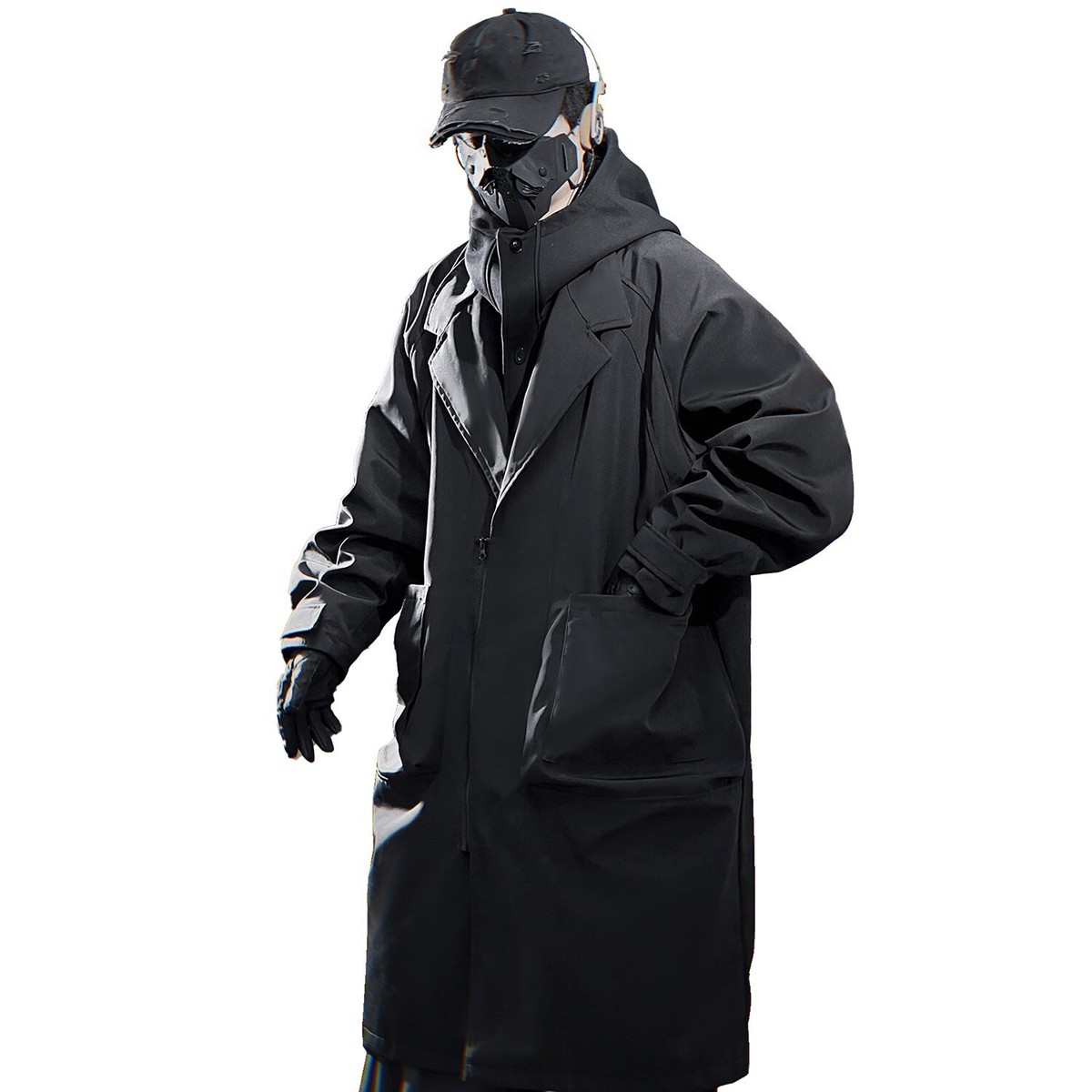 Niepce Men's Urban Techwear Streetwear Trench Coat with Hoodie | eBay
