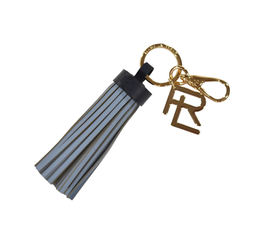 Ralph Lauren Purple Label Leather RL Plaque Logo Tassel Key Fob
