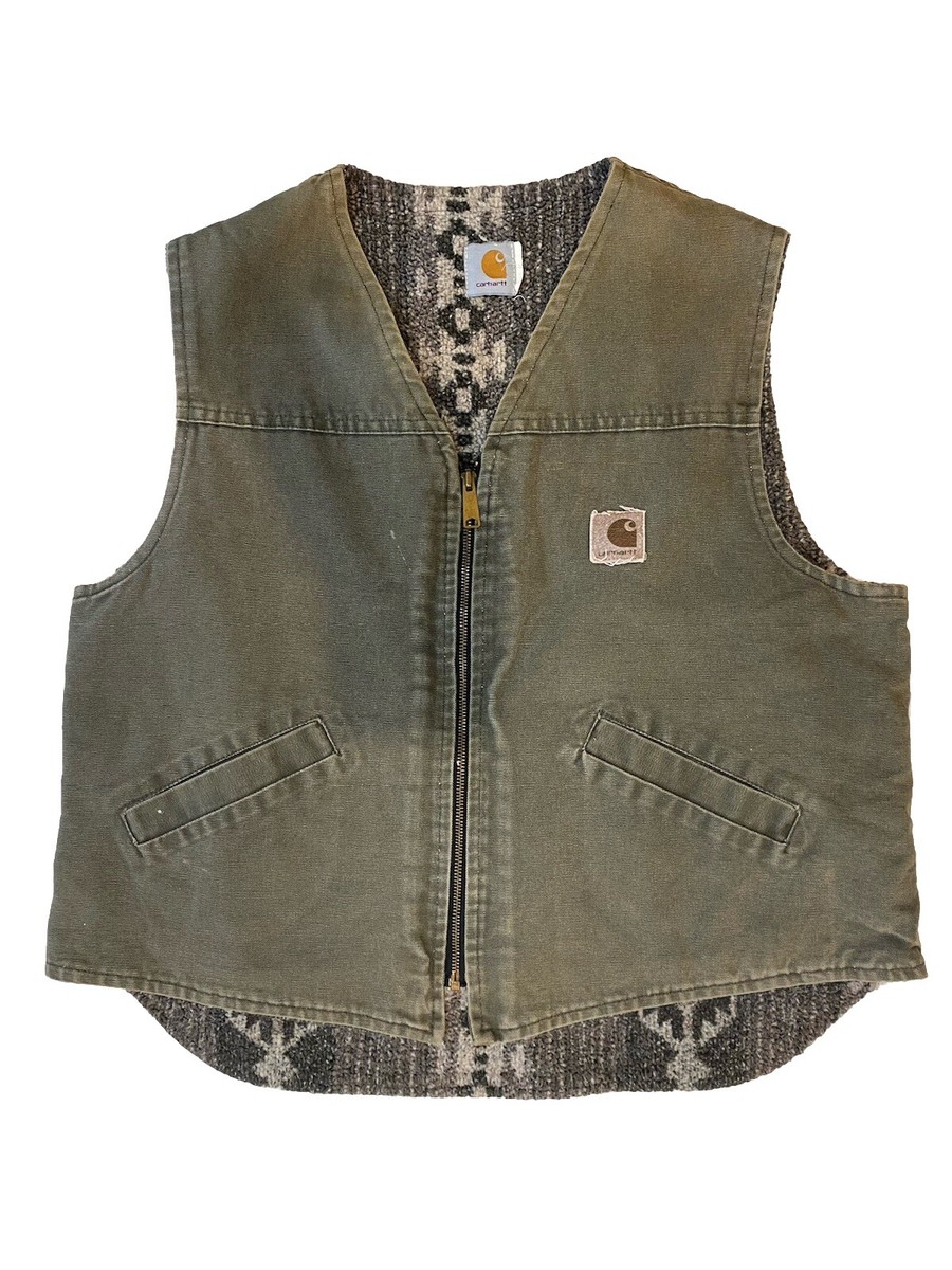 Vintage Carhartt WIP Aztec Fleece Lined Distressed Vest | eBay