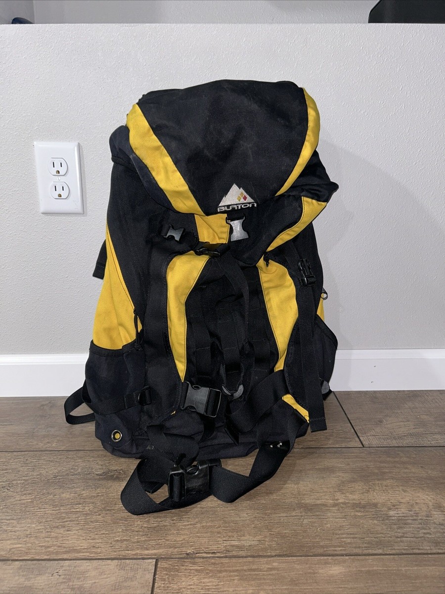 Vintage Burton Snowboarding, Hiking, Durable Back Pack. Yellow And