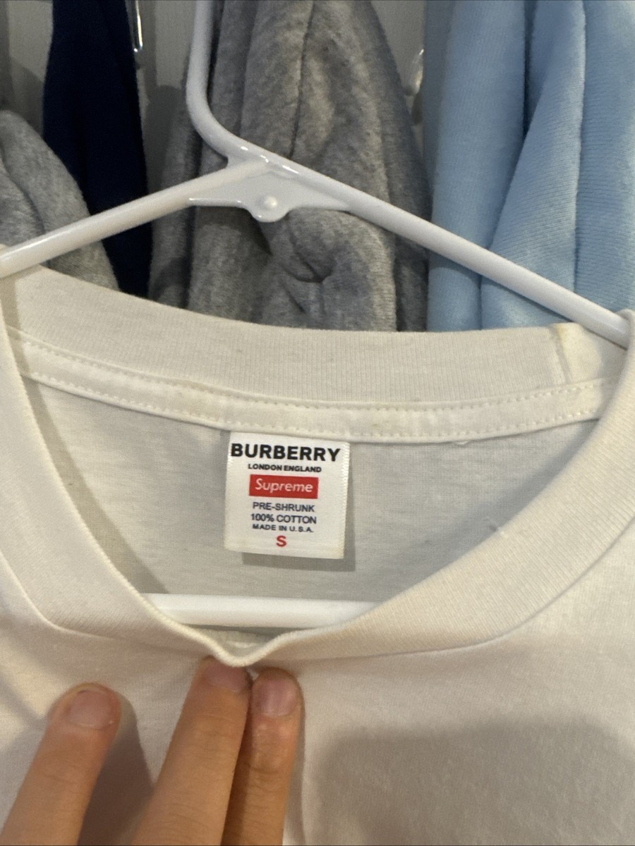 Supreme Burberry Box Logo Tee White Size Small | eBay