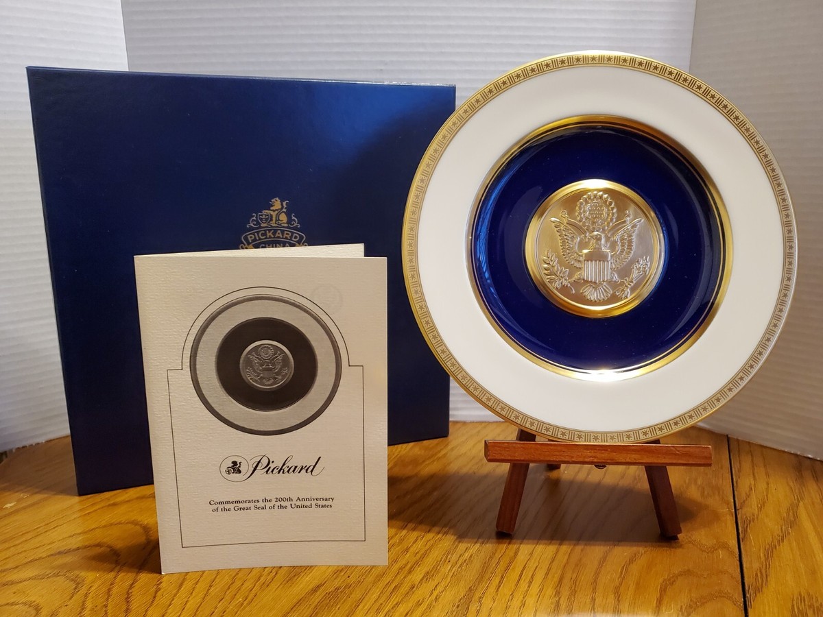 1982 PICKARD GREAT SEAL OF US 200th COMMEMORATIVE PLATE & BOX