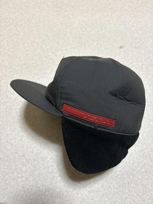 00s Prada Sport Ear Flap Cap Black Y2K Archive Size 18cm Vintage