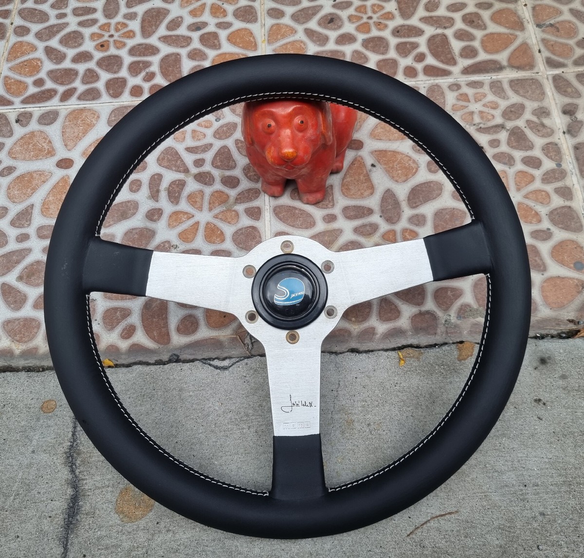 rare vintage MOMO Jacky Ickx signed 1979 Leather Silver Ferrari