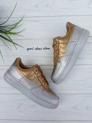 SIZE 7 WOMEN'S Nike Air Force 1 07 LX SILVER GOLD 898889 012 AF1