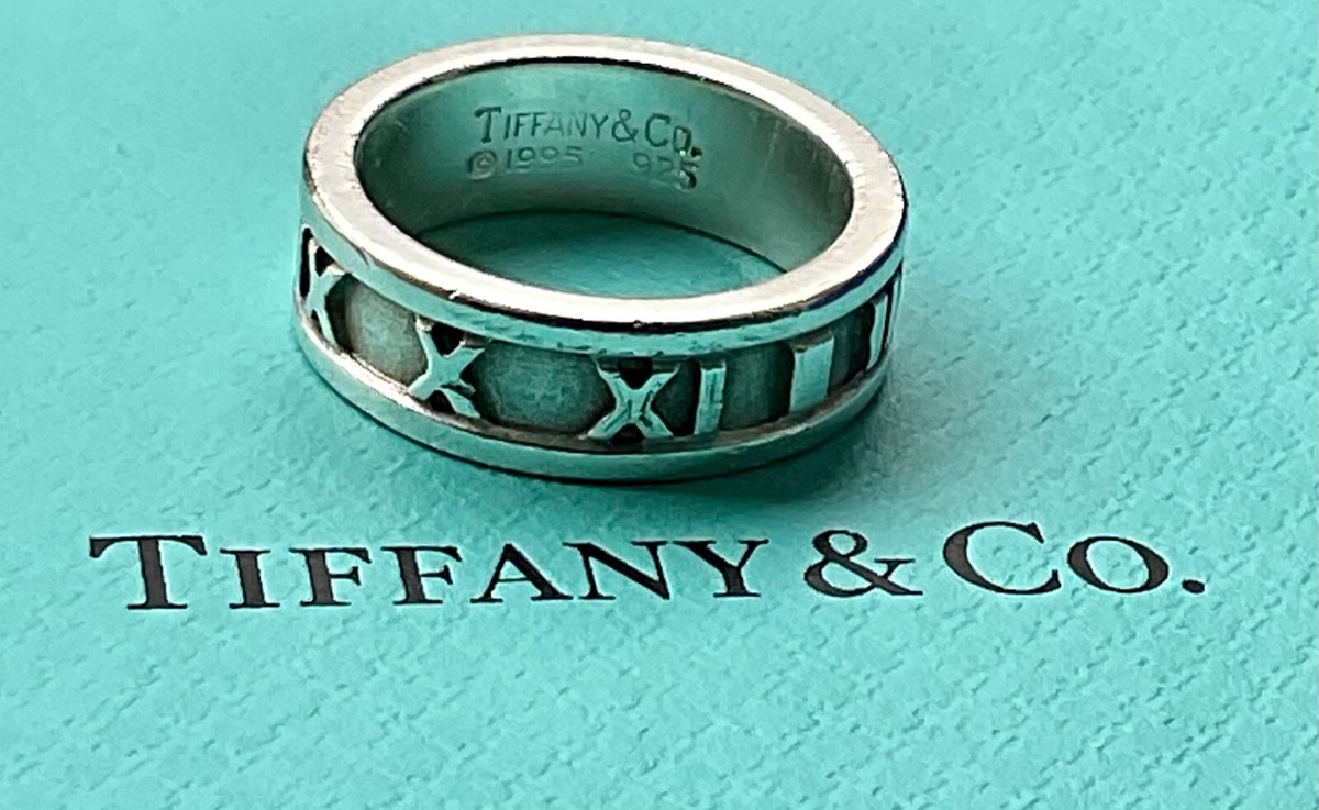 Tiffany & Co. 1995 925 Silver Atlas Narrow Roman Numerals Band