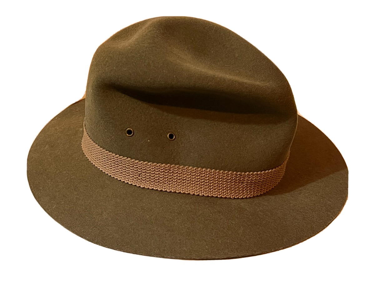 VINTAGE MALLORY BY STETSON COWBOY HAT GREEN WOOL SIZE MEDIUM 7 - 7