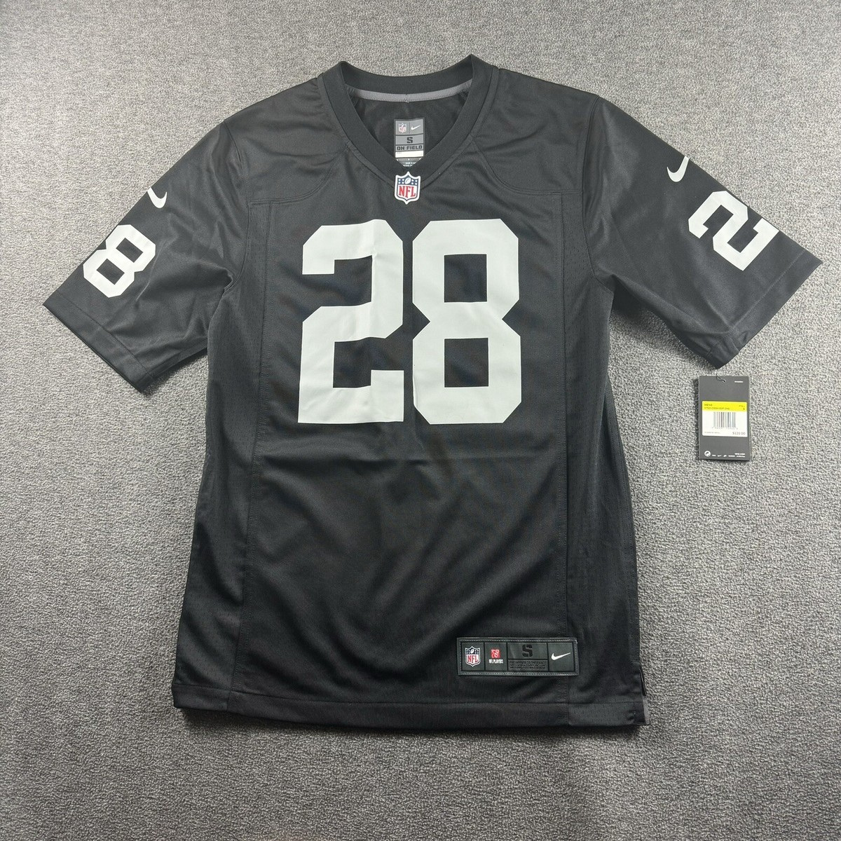 Nike NFL Las Vegas Raiders Josh Jacobs Black #28 Game Jersey Mens