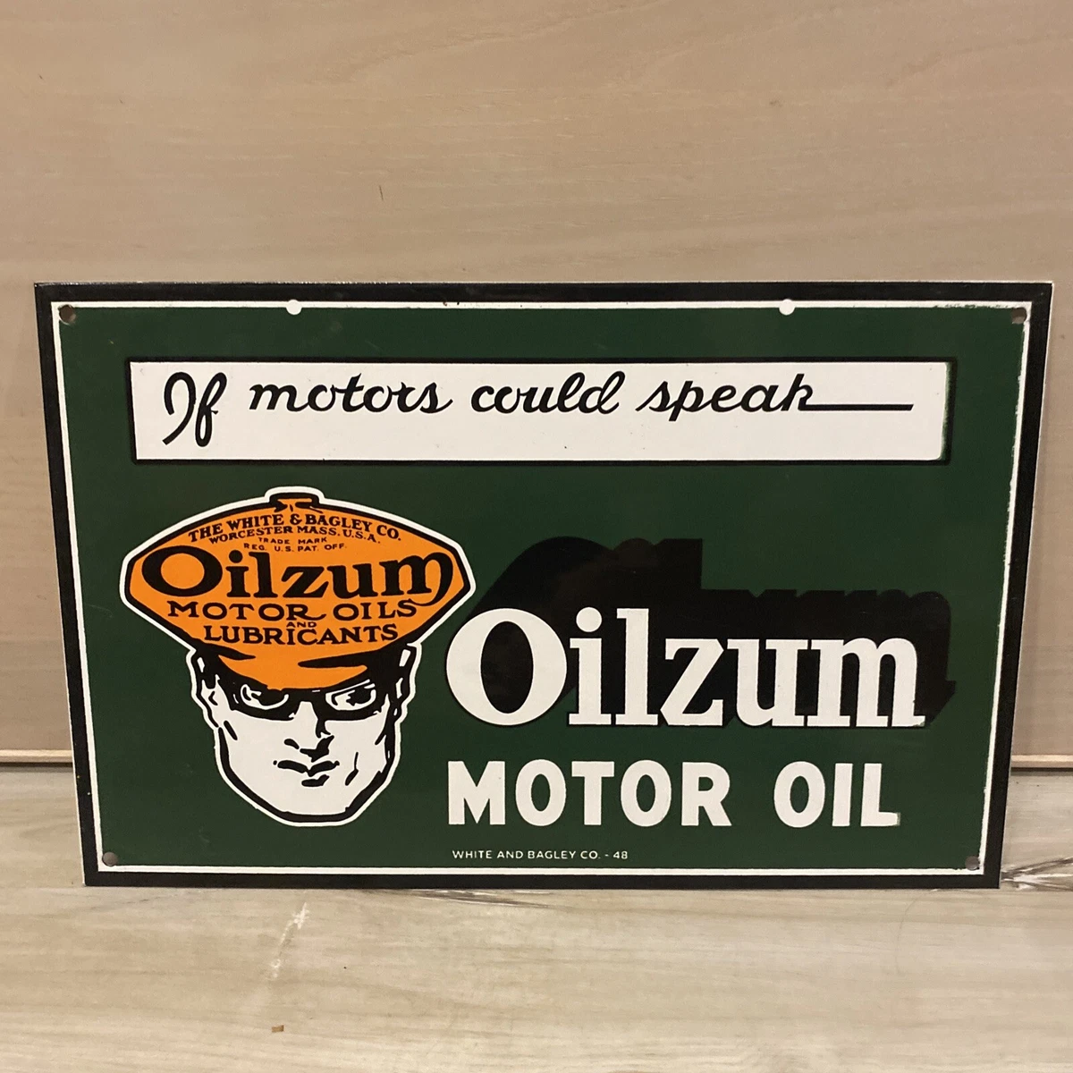 シ*ン様 40s USAビンテージ 琺瑯看板Oilzum モーターオイル広告プレ シ