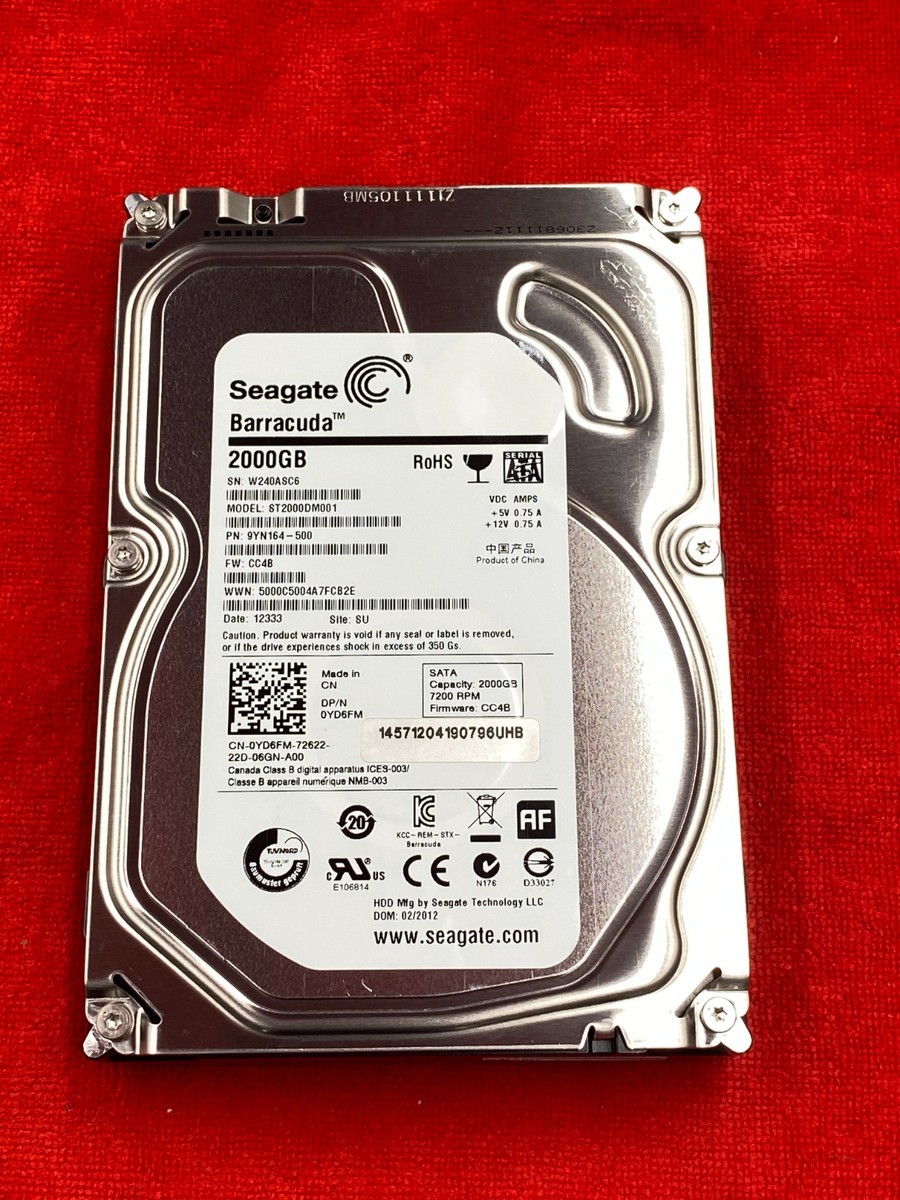 Seagate製3.5インチ2TB HDD 使用時間少（Barracuda） 使用時間・極小