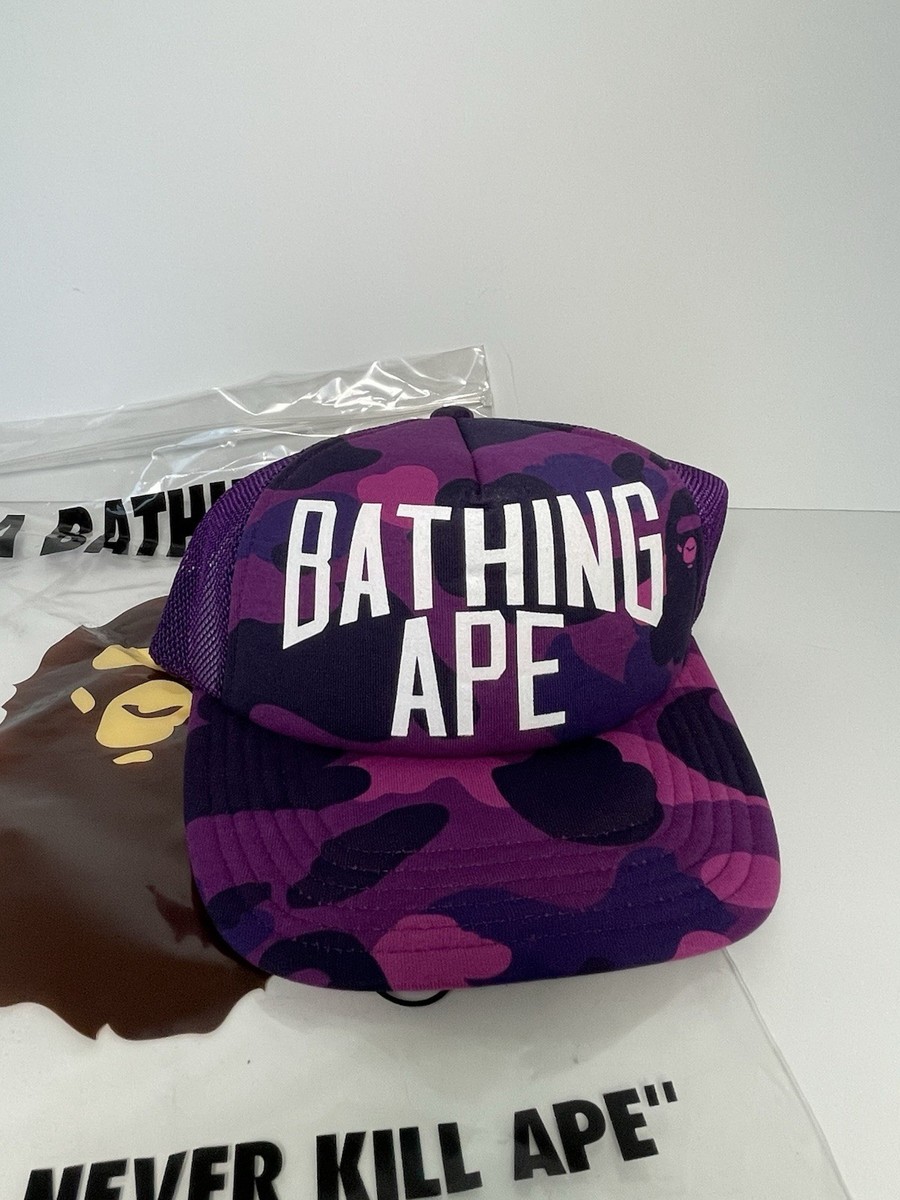 A BATHING APE パープル迷彩キャップ BAPE A BATHING APE パープル迷彩