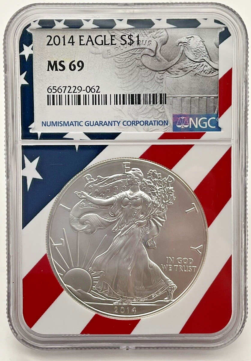 貴重】2014 アメリカ 米国 シルバーイーグル MS69 ガバメントボックス
