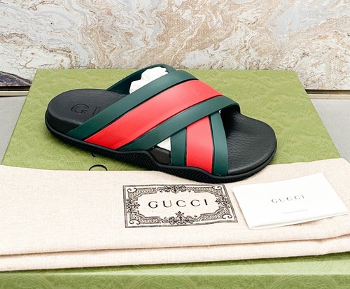Gucci Rubber Web Criss Cross Slide Sandals | eBay