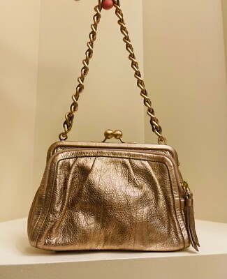 Coach Parker Double Zip Frame Kisslock Gold Rose Purse Shoulder