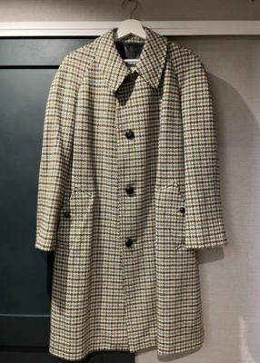 Aquascutum 80s Club Check Wool Balmacaan Coat Raglan Sleeve